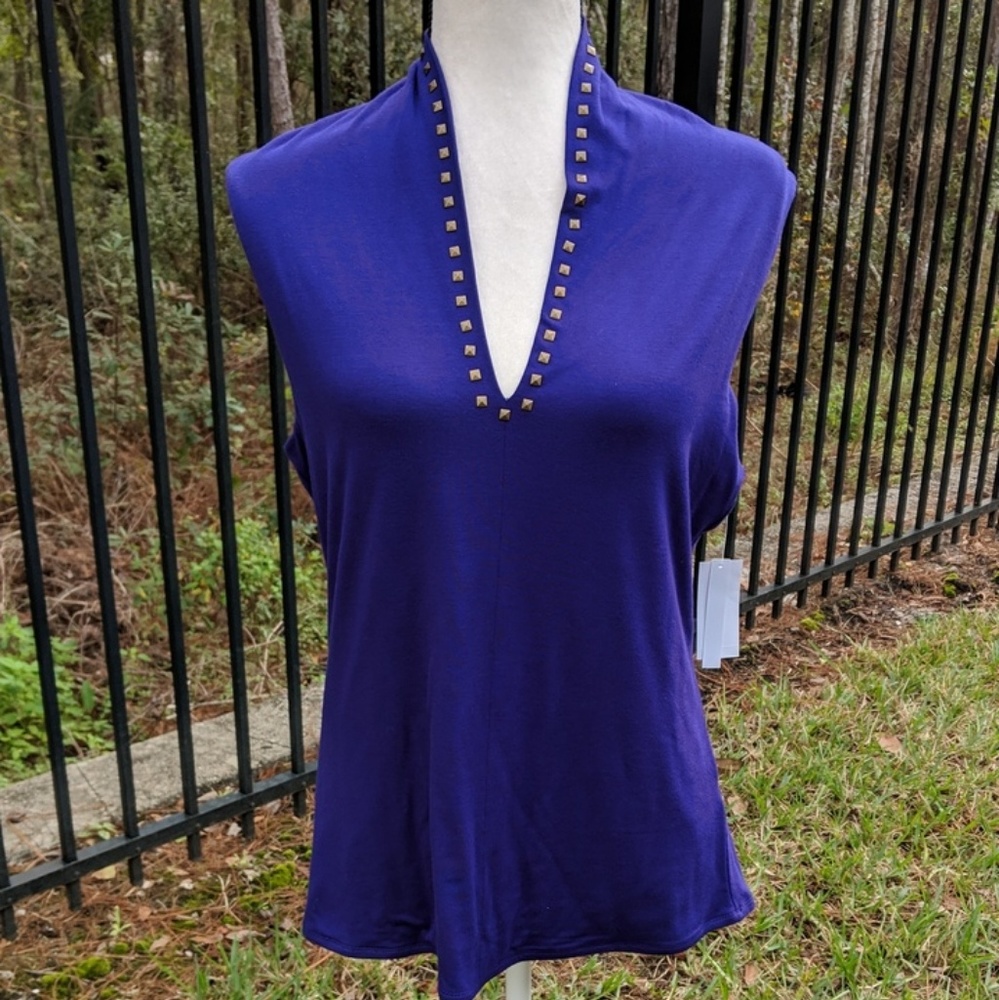 Royal purple studded shirt- Sale! - Picture 5 of 5